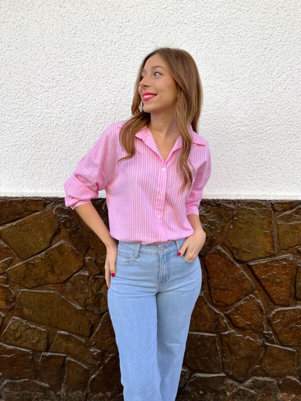 Camisa Rayas Basic Rosa