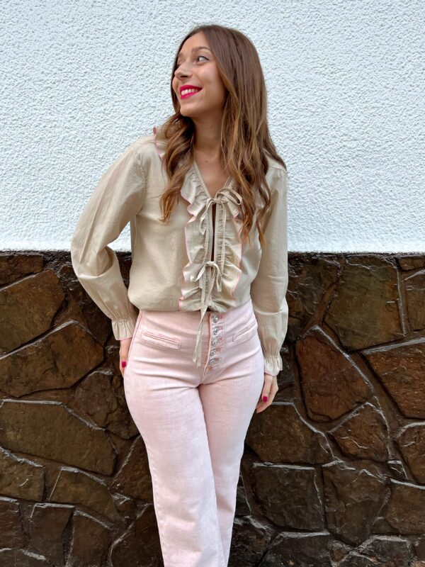 Blusa Lazos Ribete Beige