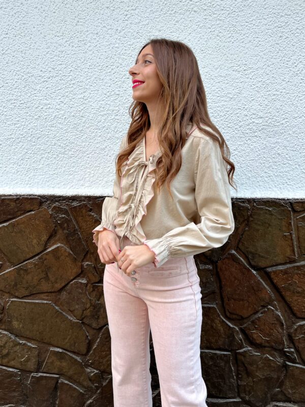 Blusa Lazos Ribete Beige - Imagen 4