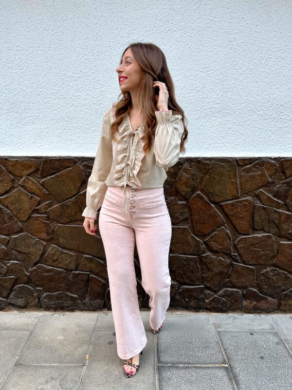 Blusa Lazos Ribete Beige - Imagen 3