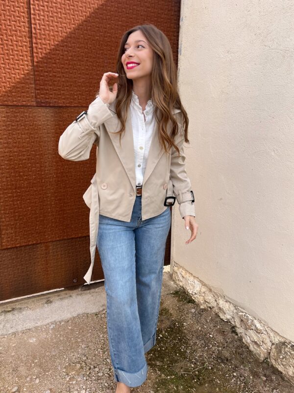 Gabardina Corta Beige - Imagen 6