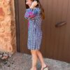 Vestido Camisero Vichy Azul Marino - Imagen 2