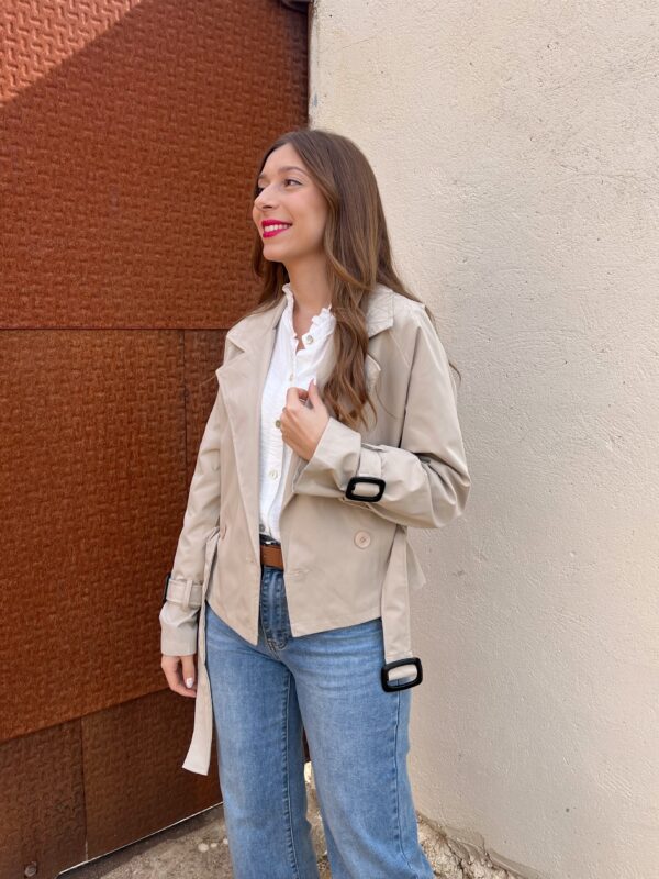 Gabardina Corta Beige - Imagen 7