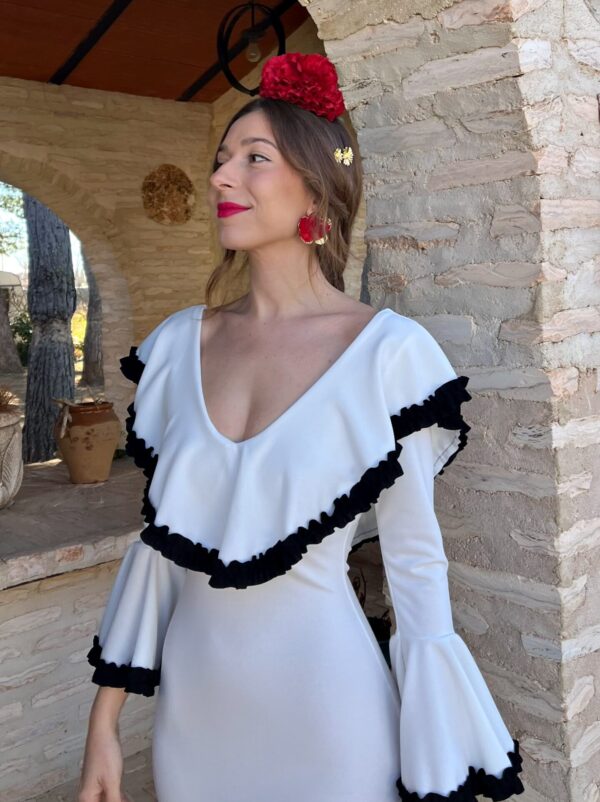 Vestido Flamenca Triana Blanco - Imagen 2