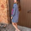 Vestido Camisero Vichy Azul Marino - Imagen 5