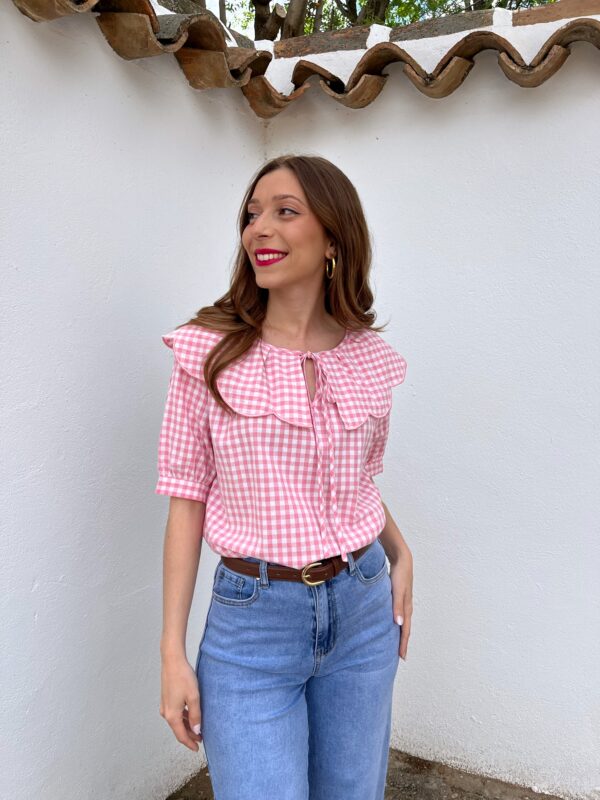 Blusa Vichy Rosa Bebé - Imagen 5