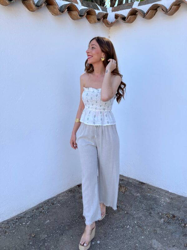 Pantalón Lino Beige - Imagen 4