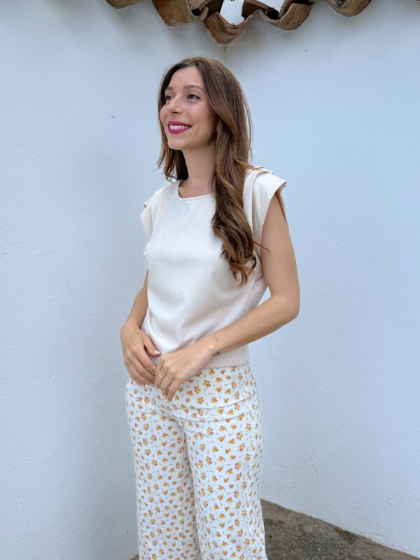 Camiseta Beige Pliegues
