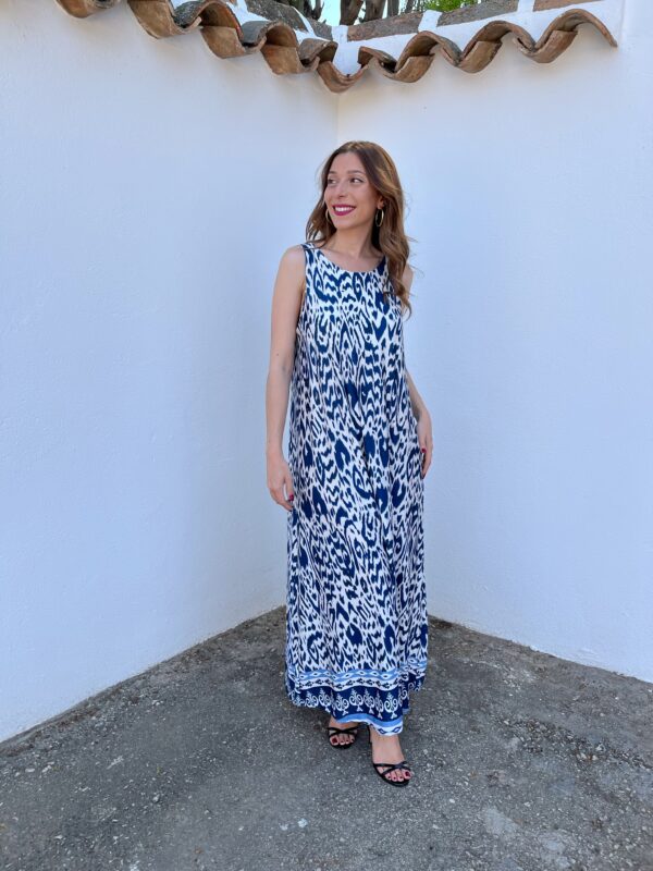 Vestido Licra Fría Azul Marino - Imagen 3