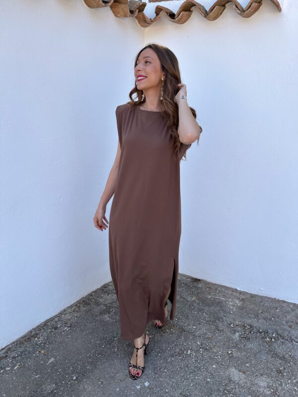 Vestido Hombreras Chocolate - Imagen 5