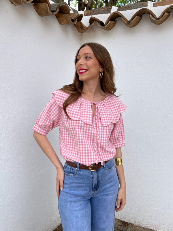 Blusa Vichy Rosa Bebé - Imagen 3
