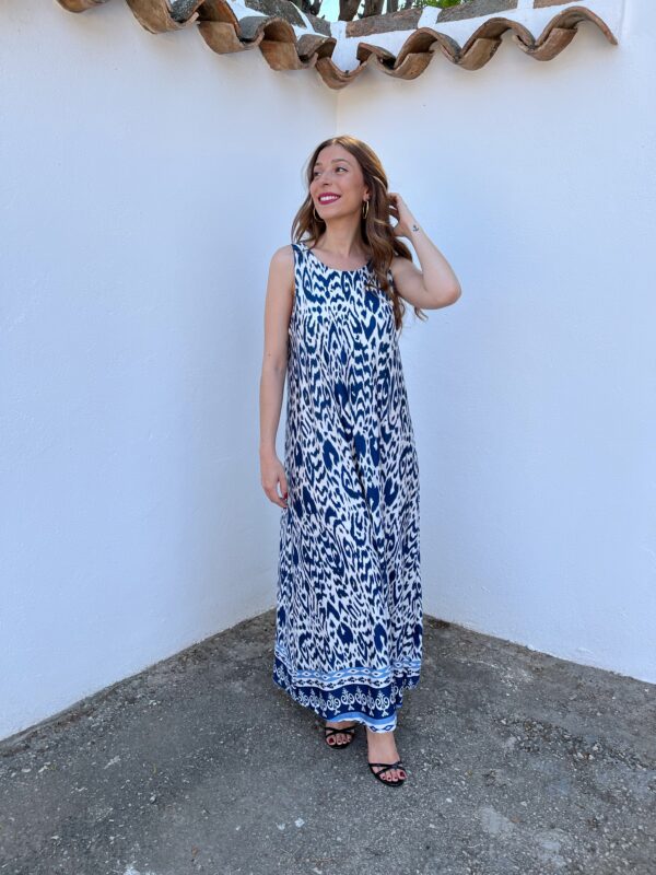 Vestido Licra Fría Azul Marino - Imagen 4