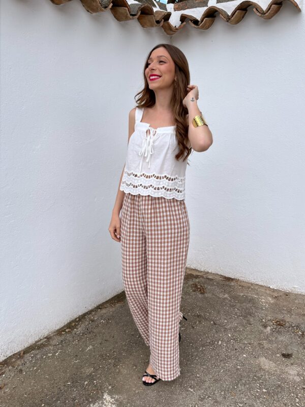 Pantalón Vichy Camel - Imagen 4