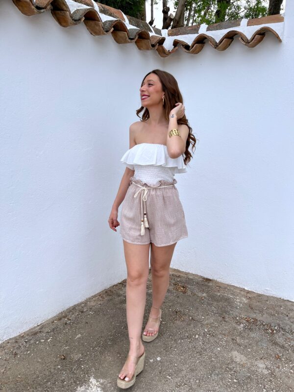Short Vichy Beige - Imagen 6