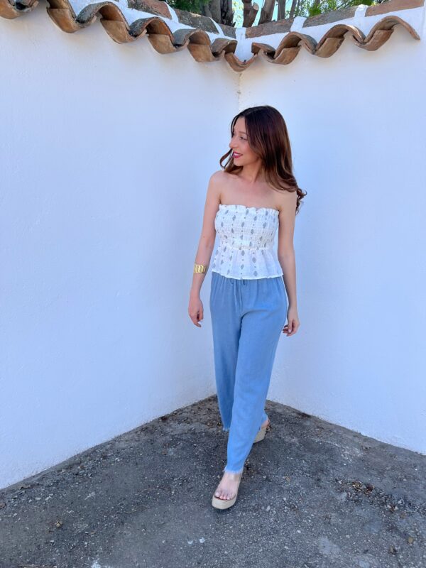 Pantalón Lino Azul