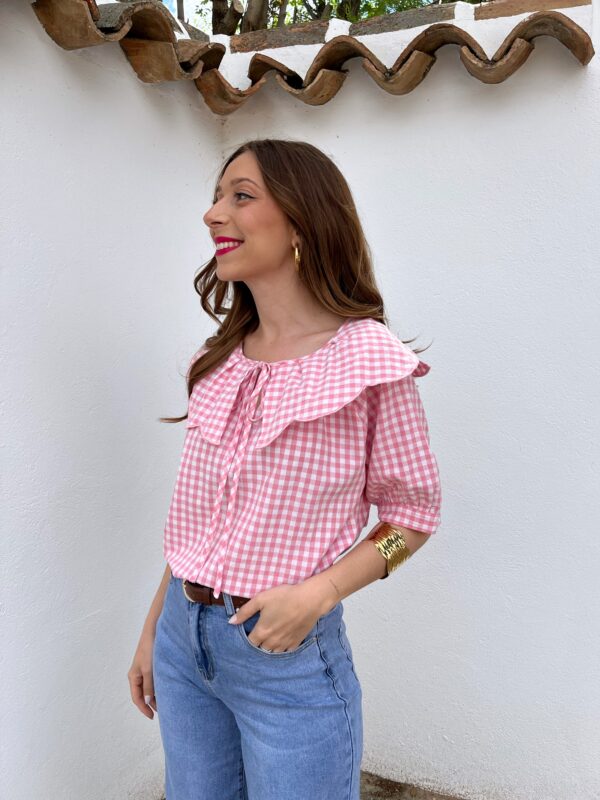 Blusa Vichy Rosa Bebé