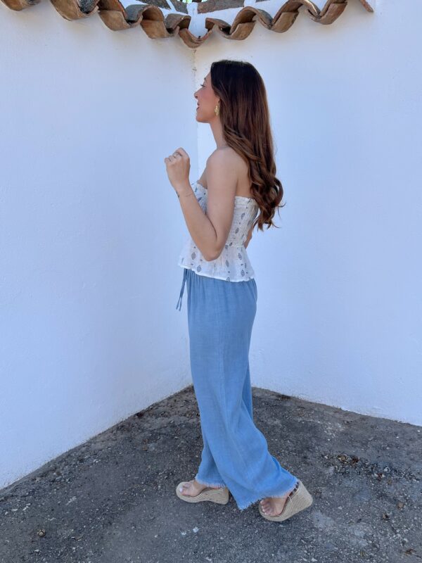 Pantalón Lino Azul - Imagen 4