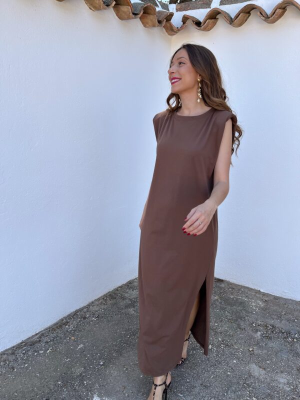 Vestido Hombreras Chocolate - Imagen 7