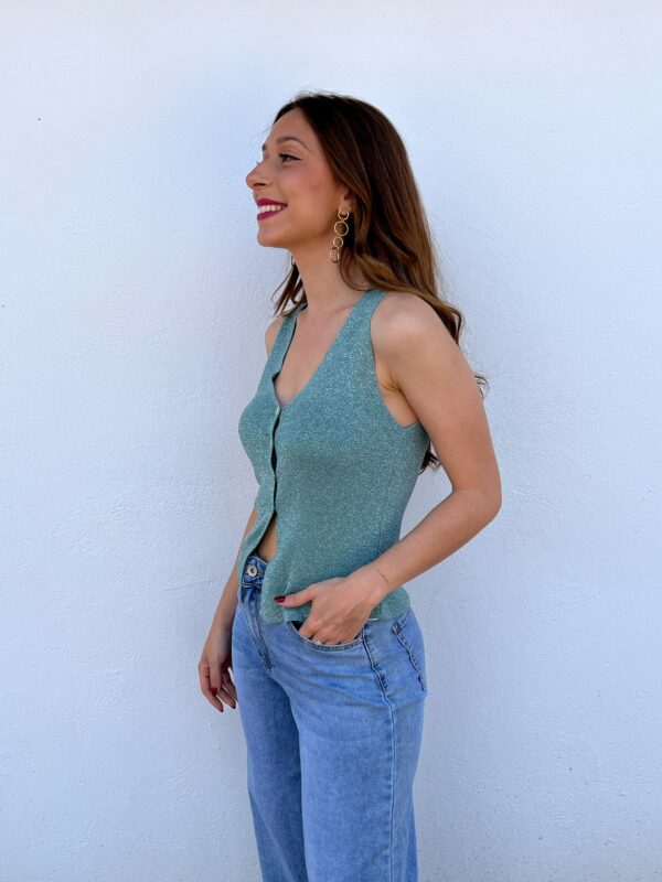 Top/Chaleco Glitter Aguamarina