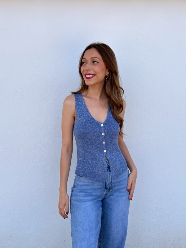 Top/Chaleco Glitter Azul - Imagen 4