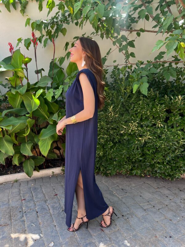 Vestido Hombreras Azul Marino - Imagen 2