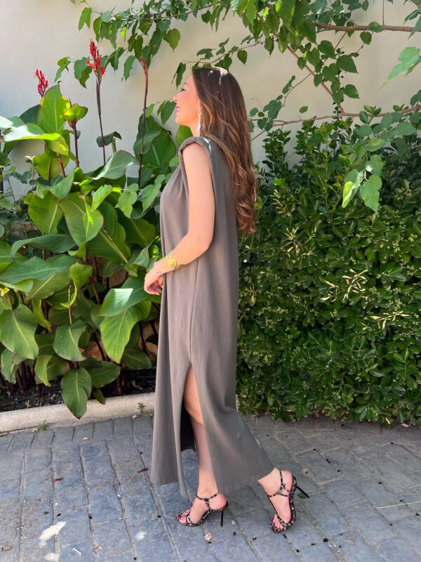 Vestido Hombreras Verde Kaki - Imagen 4