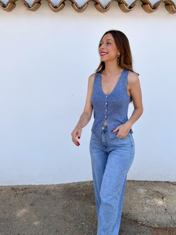 Top/Chaleco Glitter Azul - Imagen 5