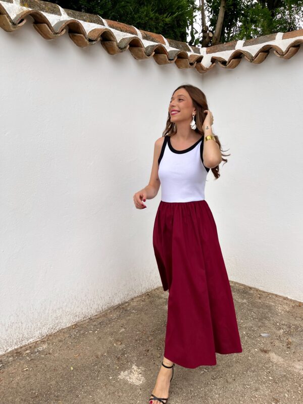 Vestido Manolita Combinado Burdeos