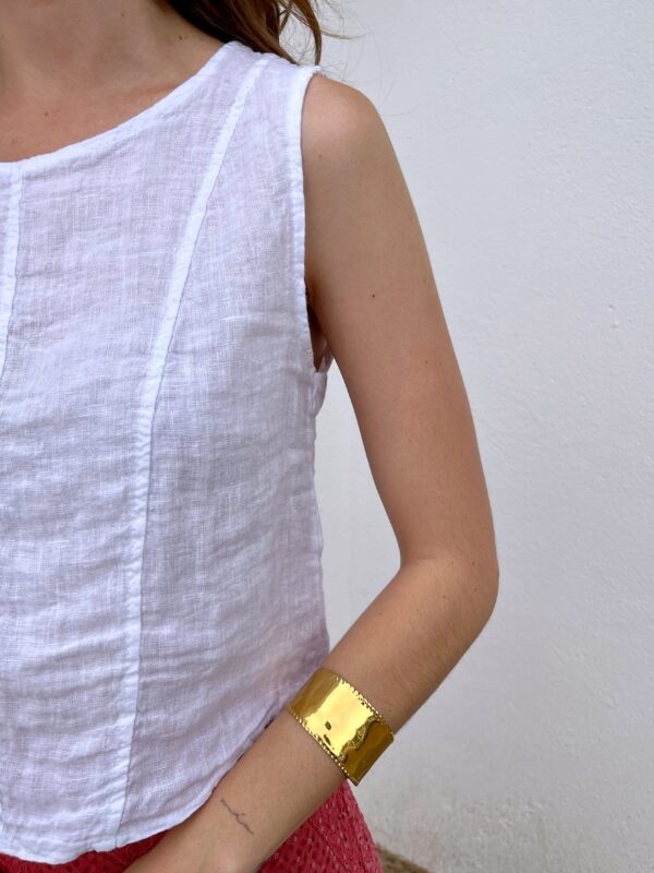 Top Tirantes Lino Blanco - Imagen 2