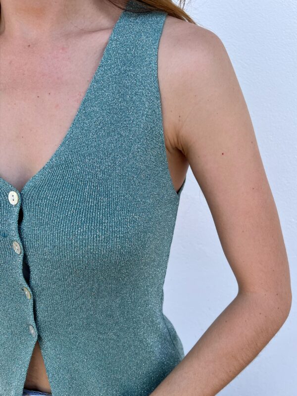 Top/Chaleco Glitter Aguamarina - Imagen 2