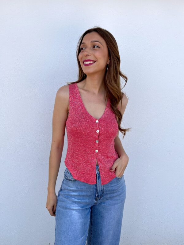 Top/Chaleco Coral Glitter