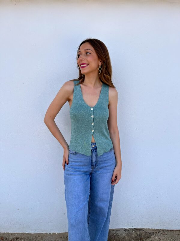 Top/Chaleco Glitter Aguamarina - Imagen 3
