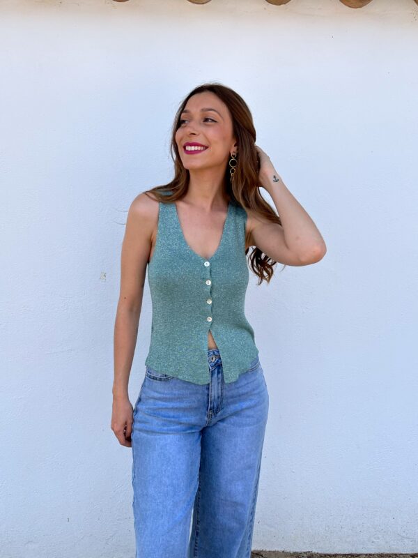 Top/Chaleco Glitter Aguamarina - Imagen 6