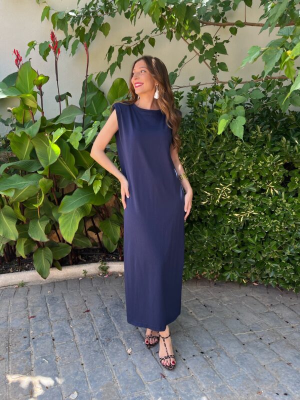 Vestido Hombreras Azul Marino