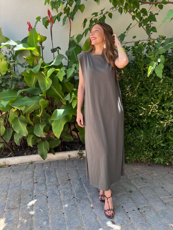 Vestido Hombreras Verde Kaki