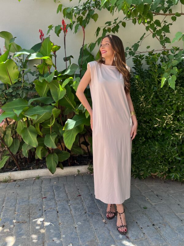 Vestido Hombreras Beige - Imagen 7