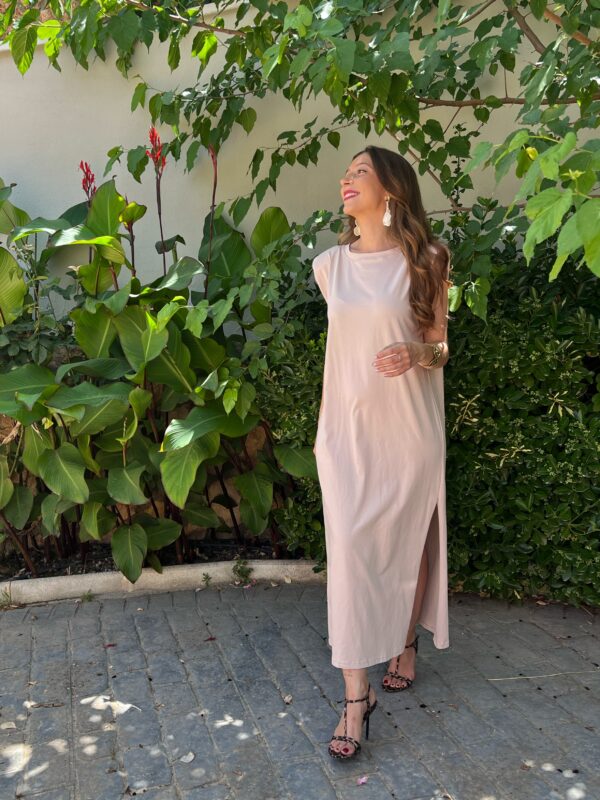 Vestido Hombreras Beige - Imagen 5