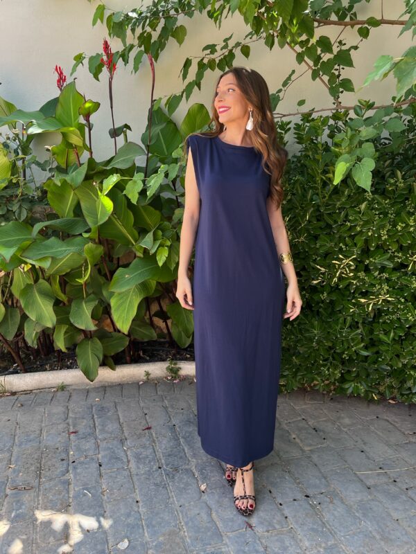 Vestido Hombreras Azul Marino - Imagen 5
