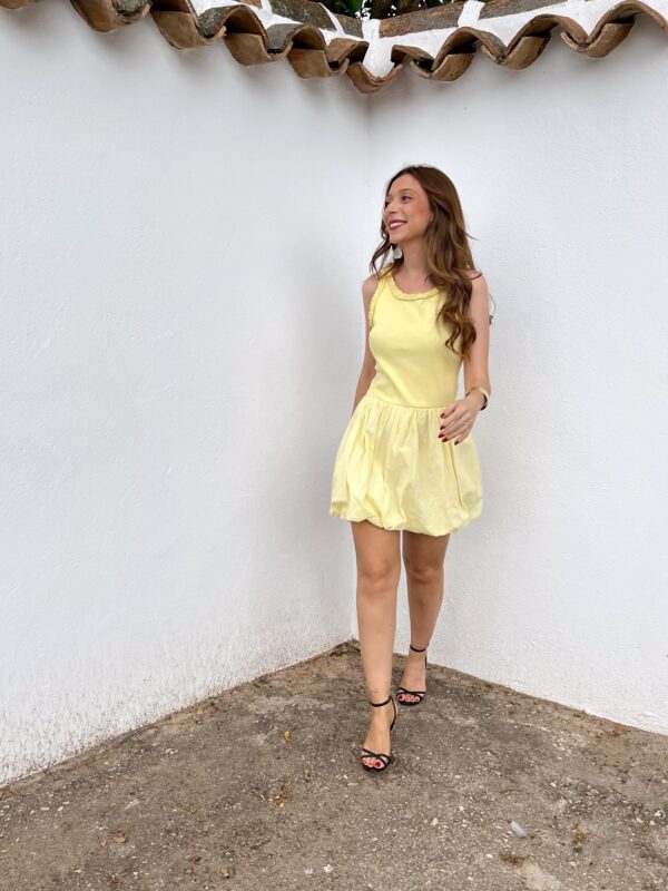 Vestido Globo Amarillo Pastel - Imagen 5