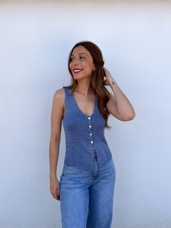 Top/Chaleco Glitter Azul
