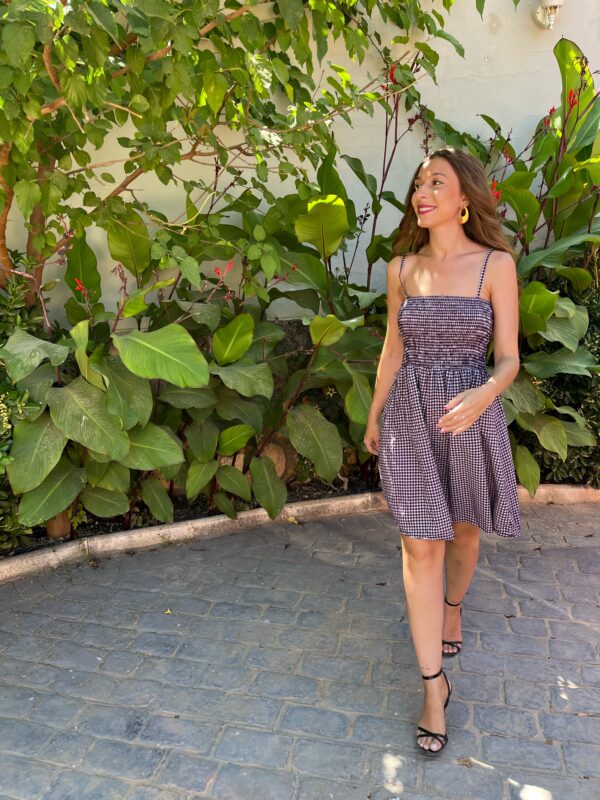 Vestido Panal Vichy Vino - Imagen 5
