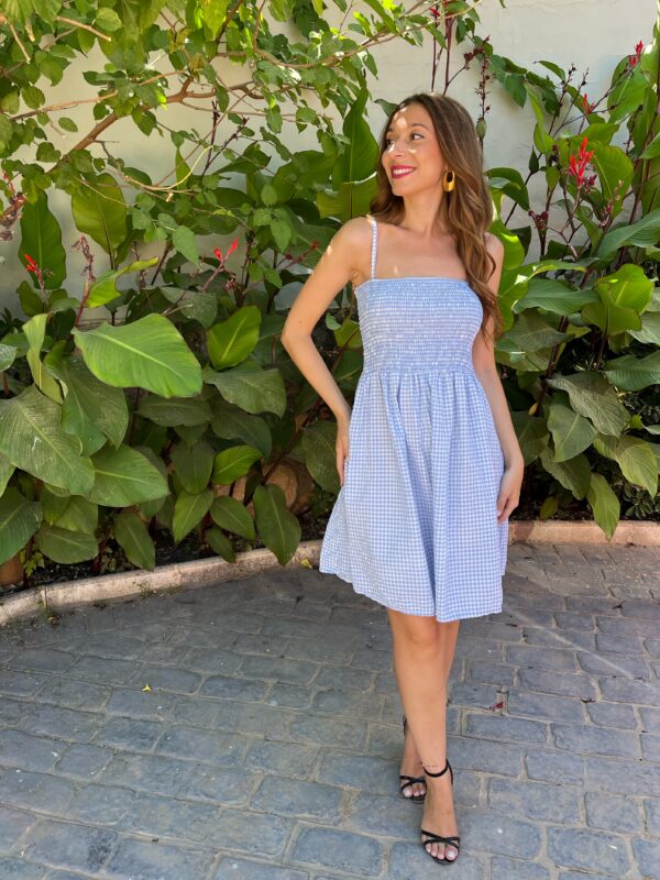 Vestido Panal Vichy Azul - Imagen 4