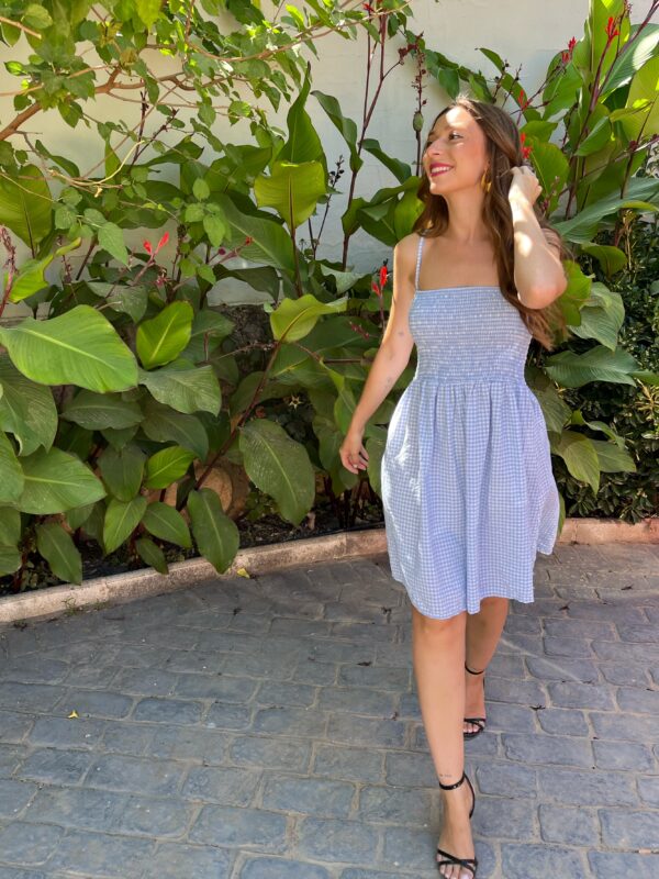 Vestido Panal Vichy Azul - Imagen 7