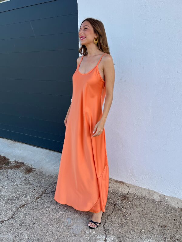 Vestido Satén Naranja - Imagen 5