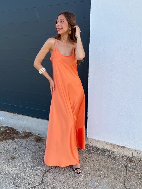 Vestido Satén Naranja