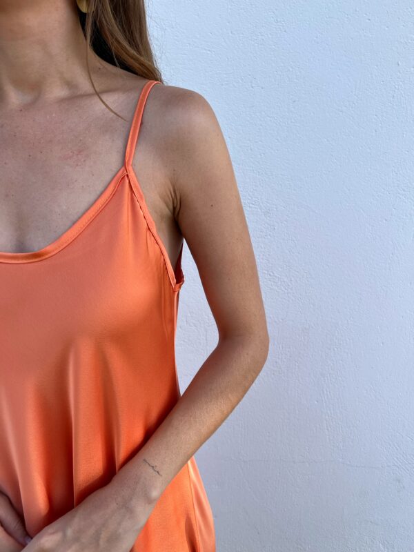 Vestido Satén Naranja - Imagen 2
