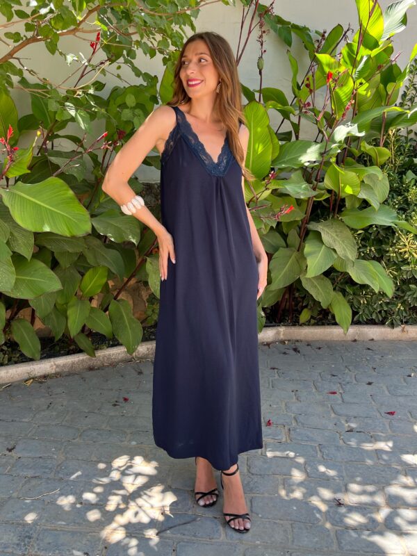Vestido Encaje Azul Marino