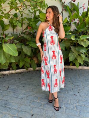 Vestido Langosta Azul Claro - Talla única