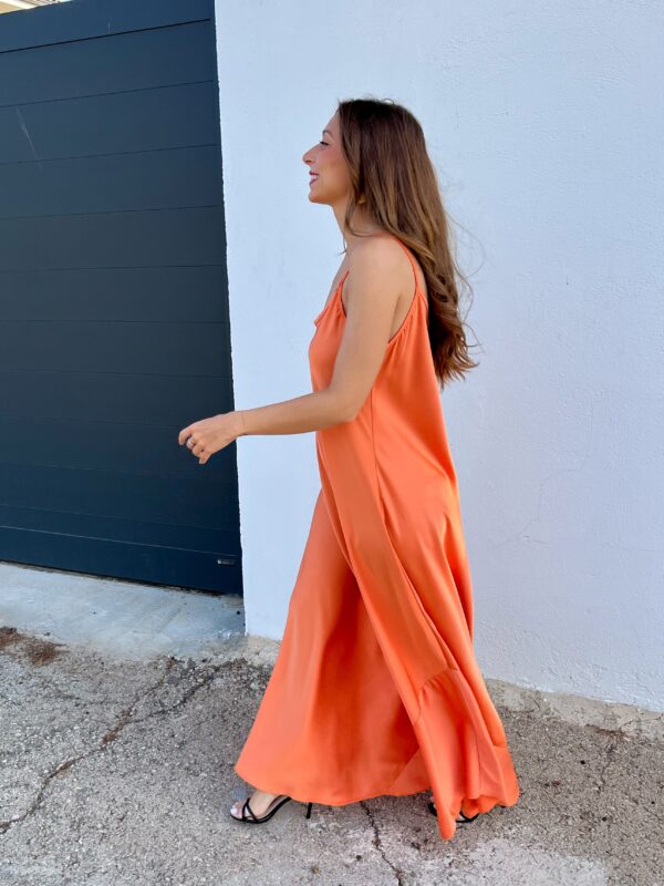 Vestido Satén Naranja - Imagen 4