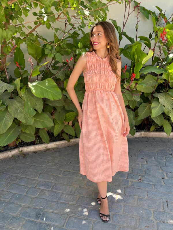 Vestido Adriana Vichy Naranja